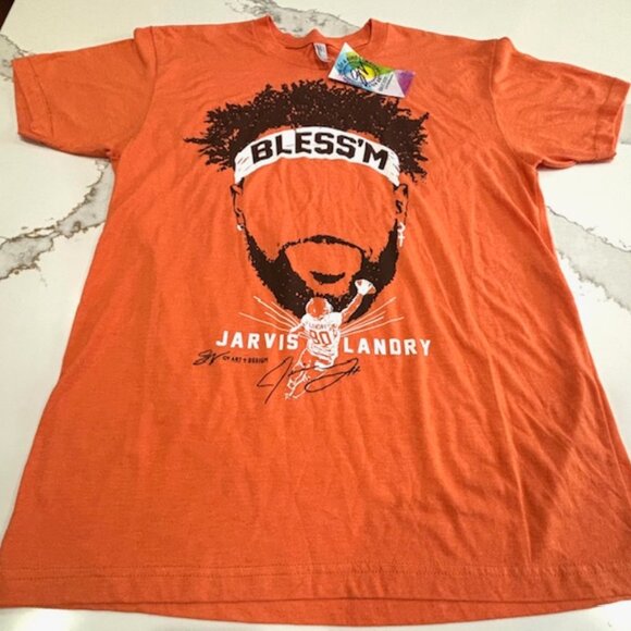 NWT -Jarvis Landry T-Shirt “BLESS’M” Cleveland Browns Large NFL GV Art + Design- - Picture 1 of 6